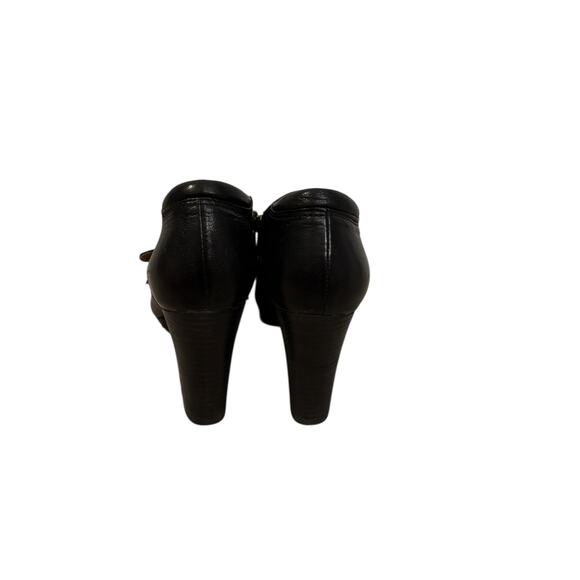 Clarks Booties Womens 8 Sapphire Athena Black Leather Double Monk Strap Heels - Picture 5 of 9